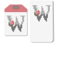 tag w or bookmark cross stitch rosebud