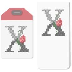 tag x or bookmark cross stitch rosebud