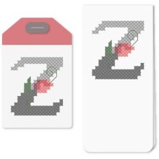 tag z or bookmark cross stitch rosebud