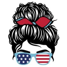 messy bun and usa sunglasses girl