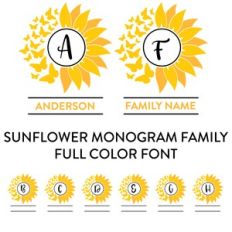 sunflower monogram family full color font