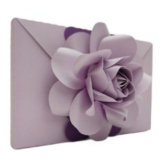 envelope with 3d rose flowers