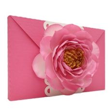 envelope with 3d peony flowers