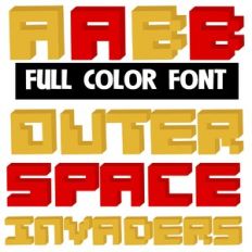 outer space invaders color font