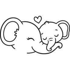 mom and baby elephant