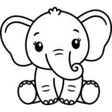 cute elephant outline