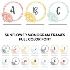 sunflower frame monogram family full color font