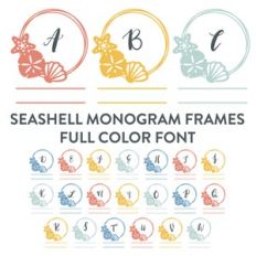 seashell monogram frames full color font