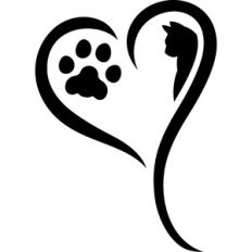 cat paw with heart