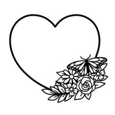 butterfly and flower heart frame