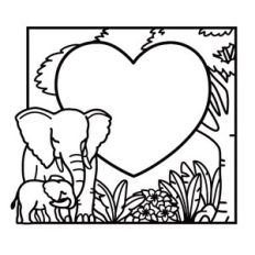 mother elephant with baby heart frame