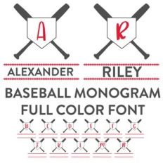 baesball monogram full color font