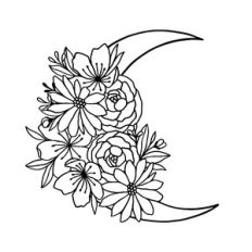mystical moon with wild flowers