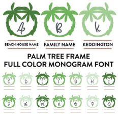 palm tree frames full color monogram font