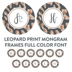leopard print monogram frames full color font