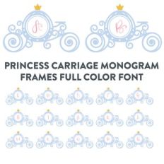 princess carriage monogram frames full color font