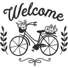 welcome spring bike with flowers