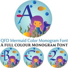 qfd mermaid color monogram font
