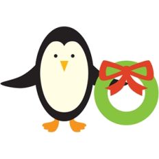 penguin with wreath
