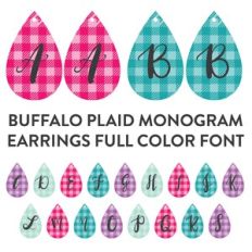 buffalo plaid earrings monogram full color font