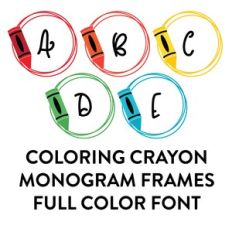 coloring crayon monogram frames full color font