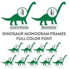 dinosaur monogram frames full color font
