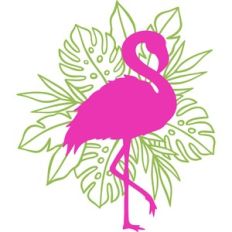 flamingo with leaves