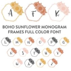 boho sunflower monogram frames