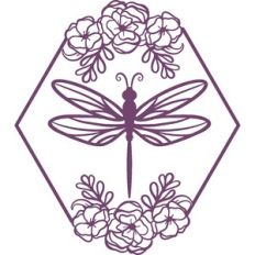 dragonfly in floral frame