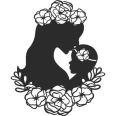 mom and baby girl with flowers
