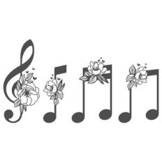 music notes with flowers