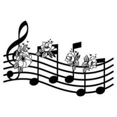 music notes with flower