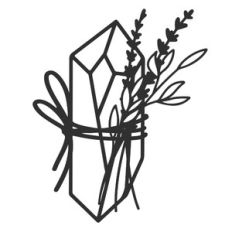 crystal with herbs