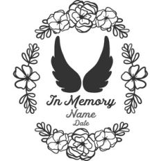 in memory of angel wings with flowers