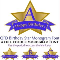 qfd birthday star color monogram font