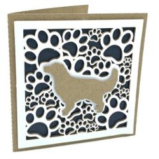 dog and paws square card