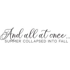 and all at once summer collapsed into fall