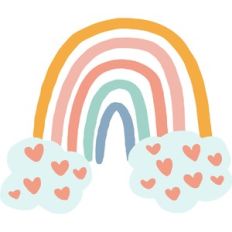 rainbow clouds hearts