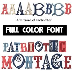 patriotic montage color font