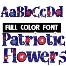 patriotic flower color font