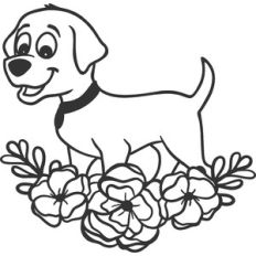 cute dog with flowers