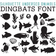 cg silhouette undersea animals dingbats