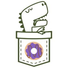 dinosaur with donut in a pocket