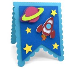 rocket in space flag card