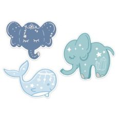 boho elephant and whale sticker