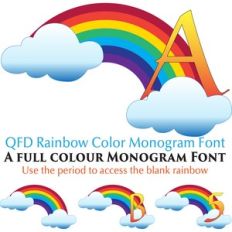 qfd rainbow color monogram font