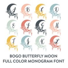 butterfly boho moon full color font
