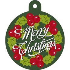 'merry christmas' holly print and cut tag
