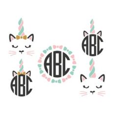 caticorns and monogram frame