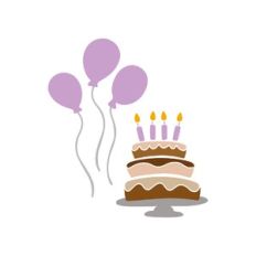 birthday balloons and cake
